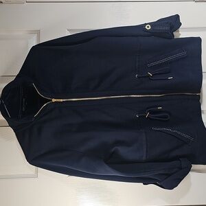 Jones New York Women's Signature Navy Utility Jacket Gold Accents Large